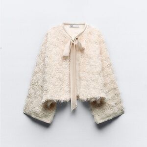 Zara beaded silk tie jacket